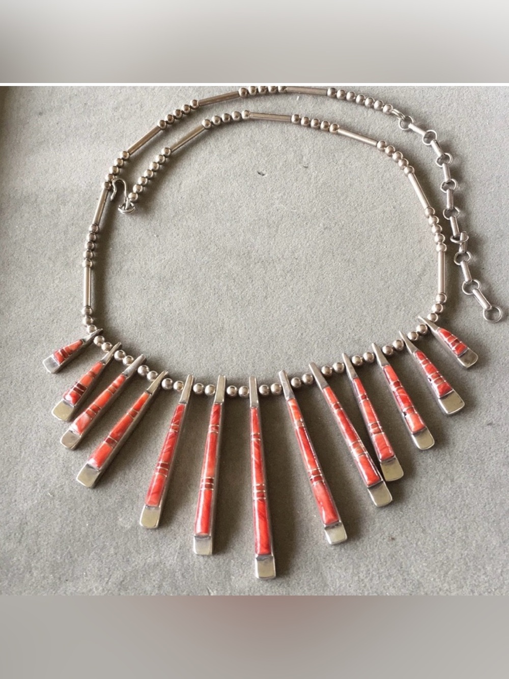 Vintage Native American Spiny Oyster Necklace Reversible